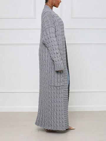 Knitted Solid Pocket Sweater Cardigans
