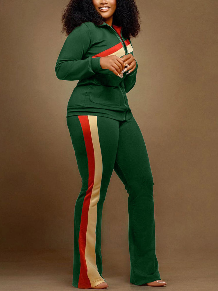 Casual Zip Jacket Pants Set