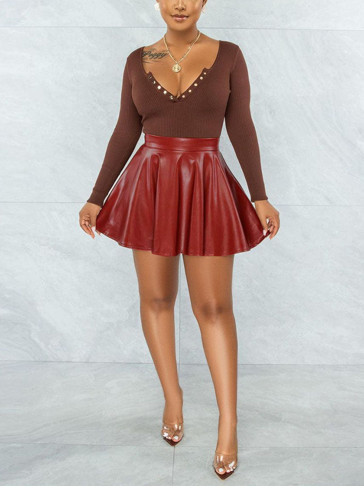 PU Leather Mini Skirts
