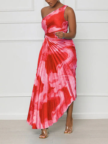 One Shoulder Pleated Dresses