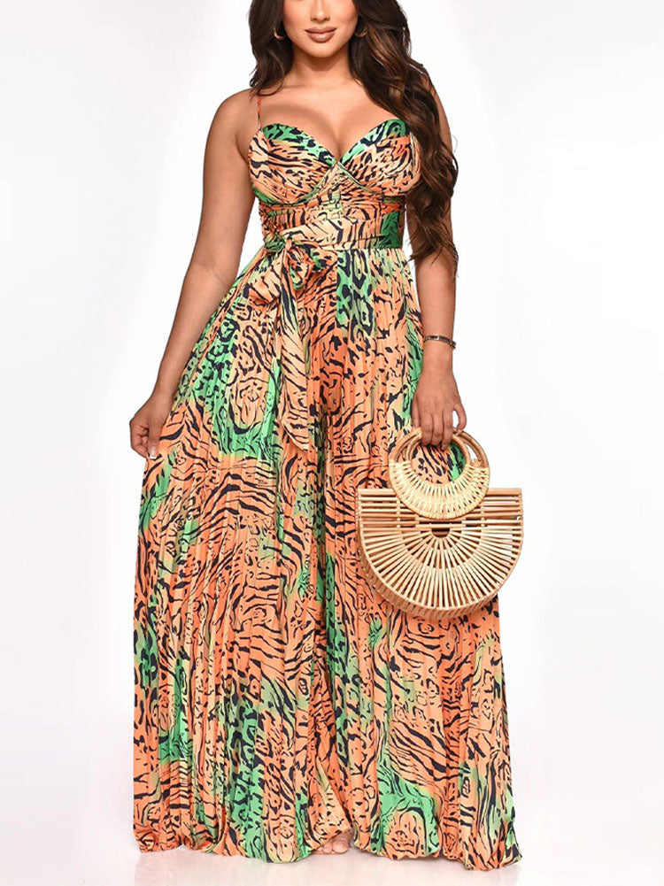 Printed Pleated Jumpsuits