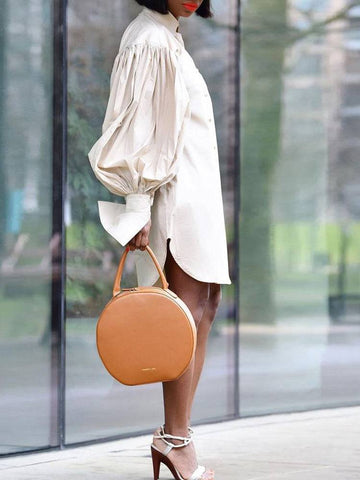 Puff Sleeve Mini Shirt Dresses