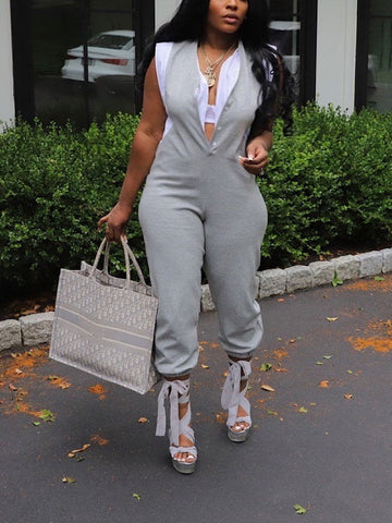 Contrast Stitching Jumpsuits