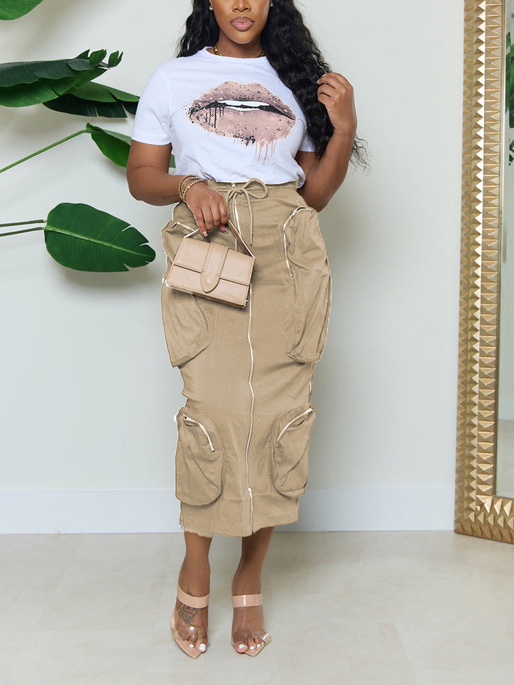 Cargo Pocket Zipper Skirts