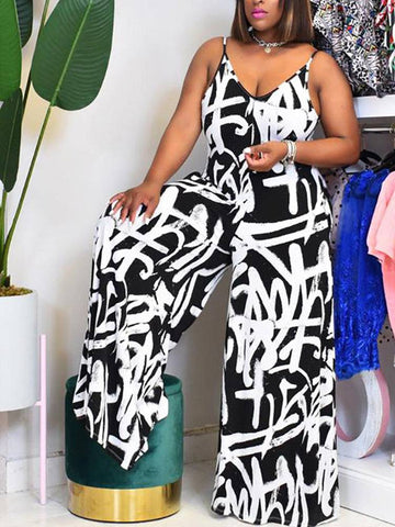 Printed Cami Wide Leg Jumpsuits
