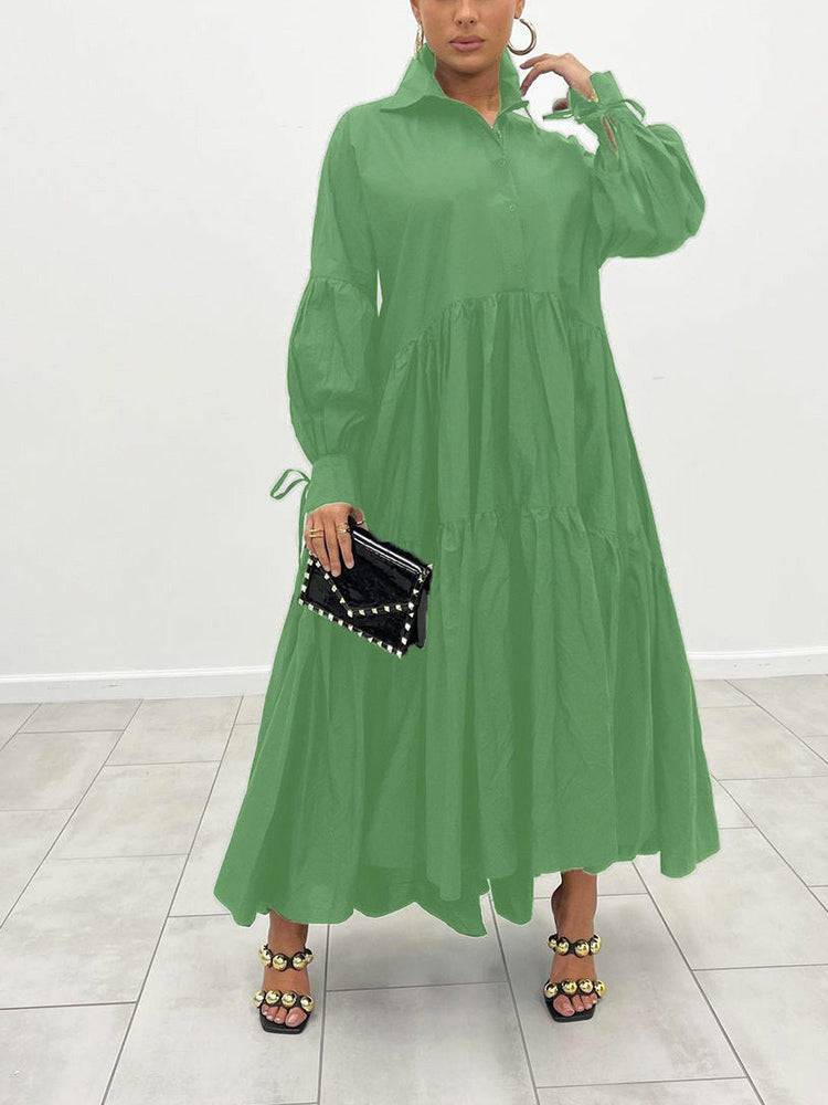 Loose Solid Long Shirt Dresses