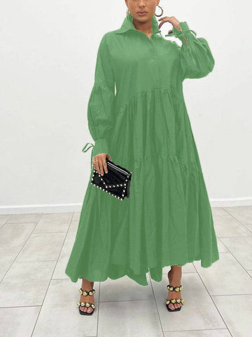 Loose Solid Long Shirt Dresses