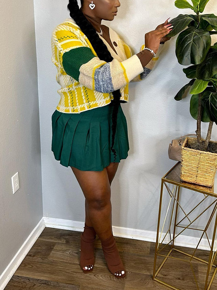 Retro Plaid Knit Cardigans