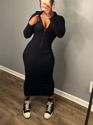 Hoodie Zip Bodycon Dresses