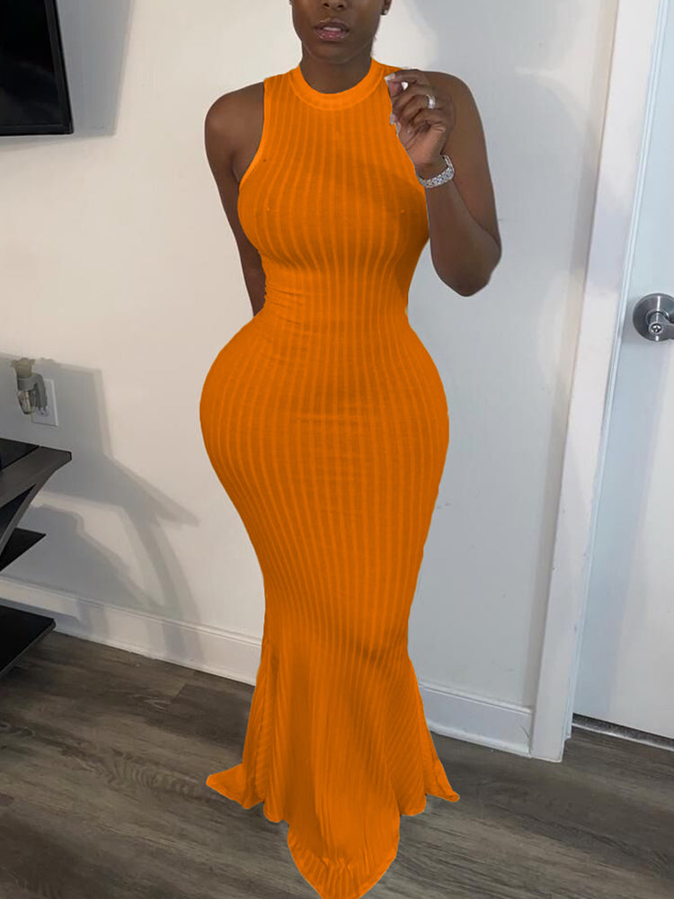Sleeveless Knit Bodycon Maxi Dresses