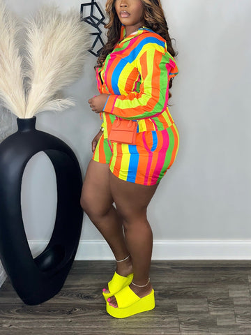 Vibrant Striped Shirt  Shorts Set