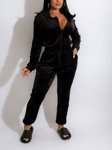 Velvet Casual Jogger Jumpsuits
