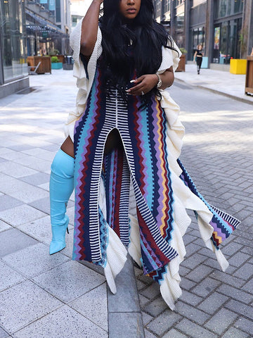 Ruffle Slit Knit Dresses