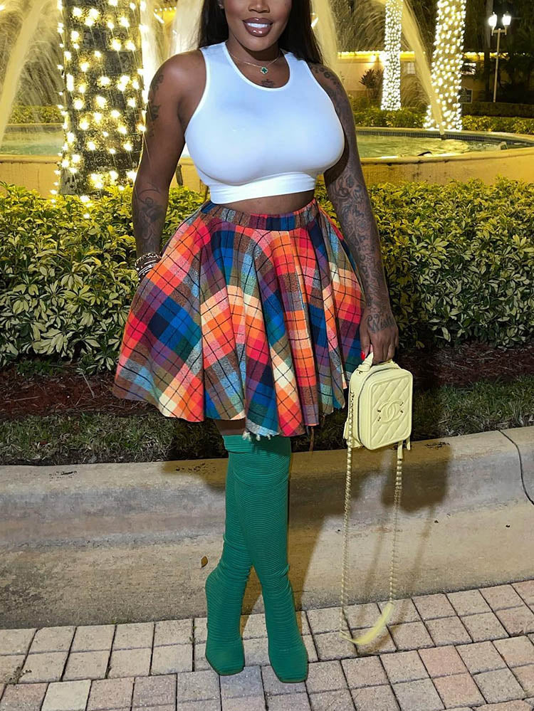 Plaid Irregular Skirts