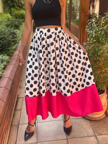 Polka Print Midi Skirt