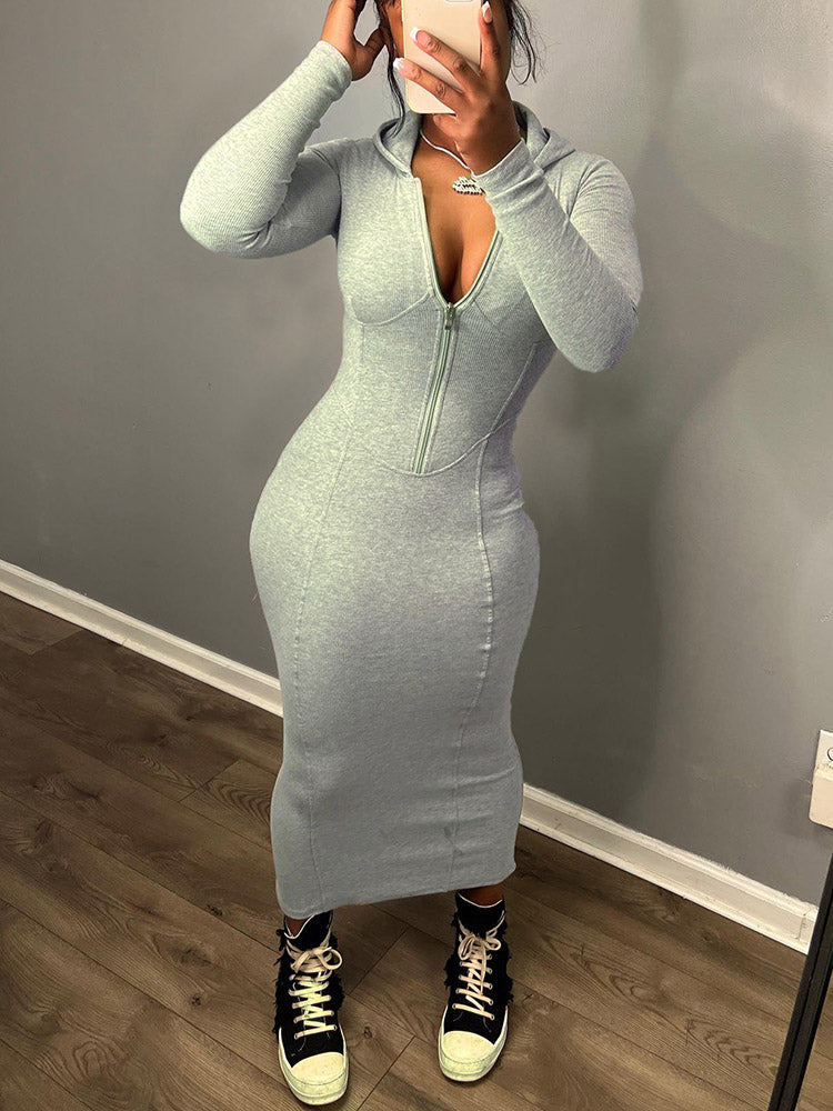 Hoodie Zip Bodycon Dresses
