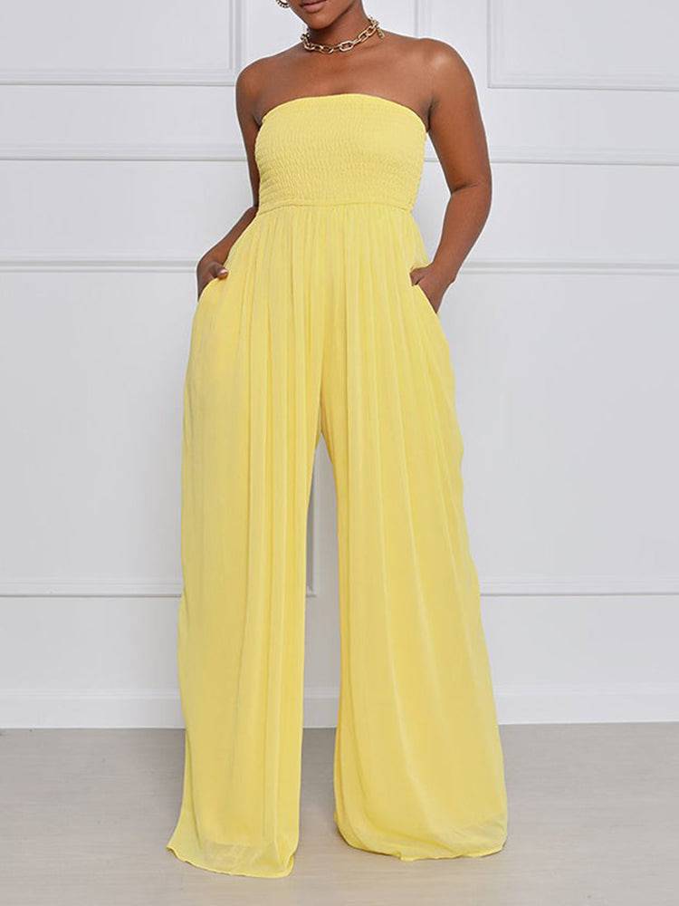 Wide Leg Chiffon Jumpsuits