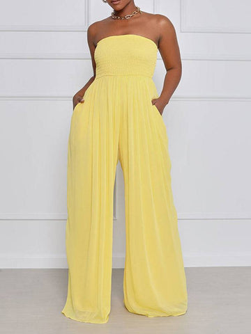 Wide Leg Chiffon Jumpsuits