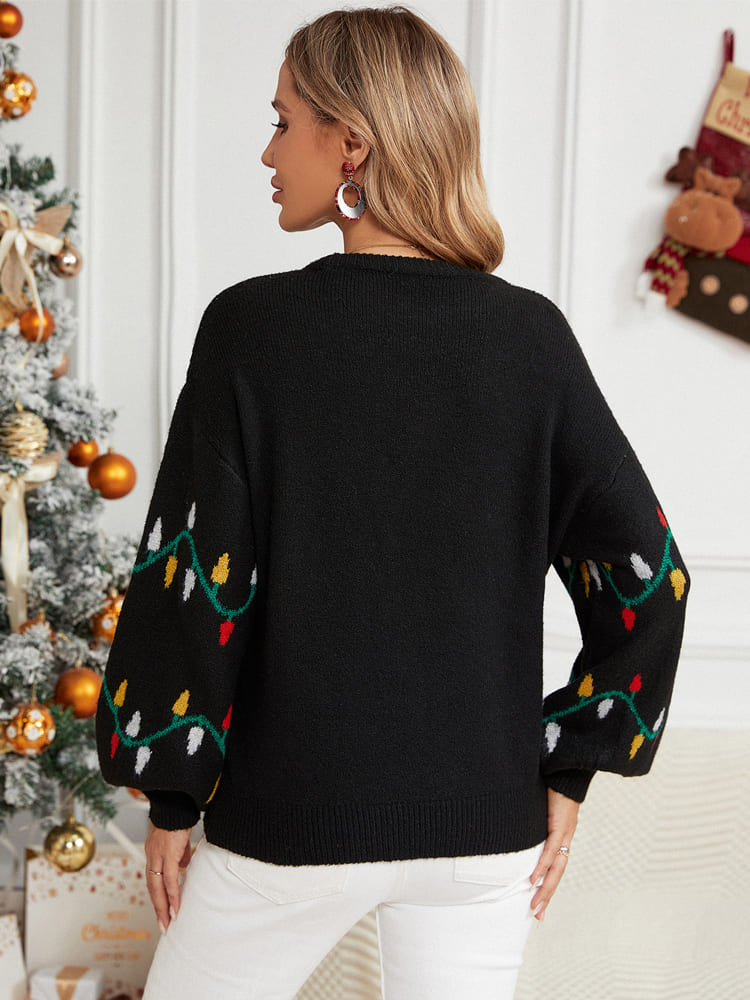 Casual Crewneck Embroidered Knit Sweater â€?Colorful String