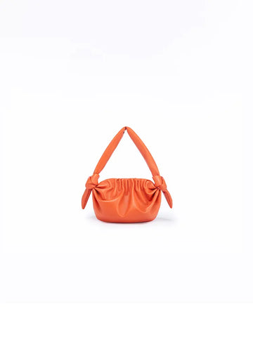 Leather Cloud Bag with Bow Detail