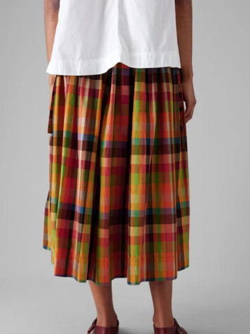 Pleated Check Multicolor Skirt