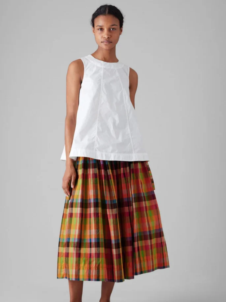 Pleated Check Multicolor Skirt