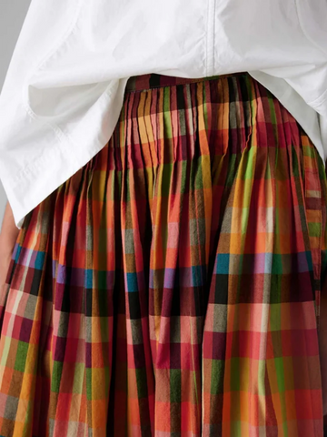 Pleated Check Multicolor Skirt