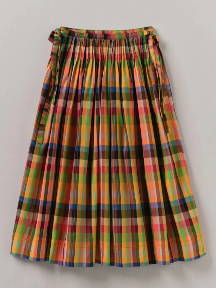 Pleated Check Multicolor Skirt