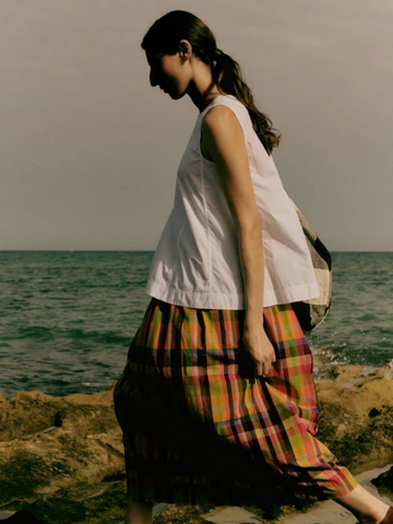 Pleated Check Multicolor Skirt