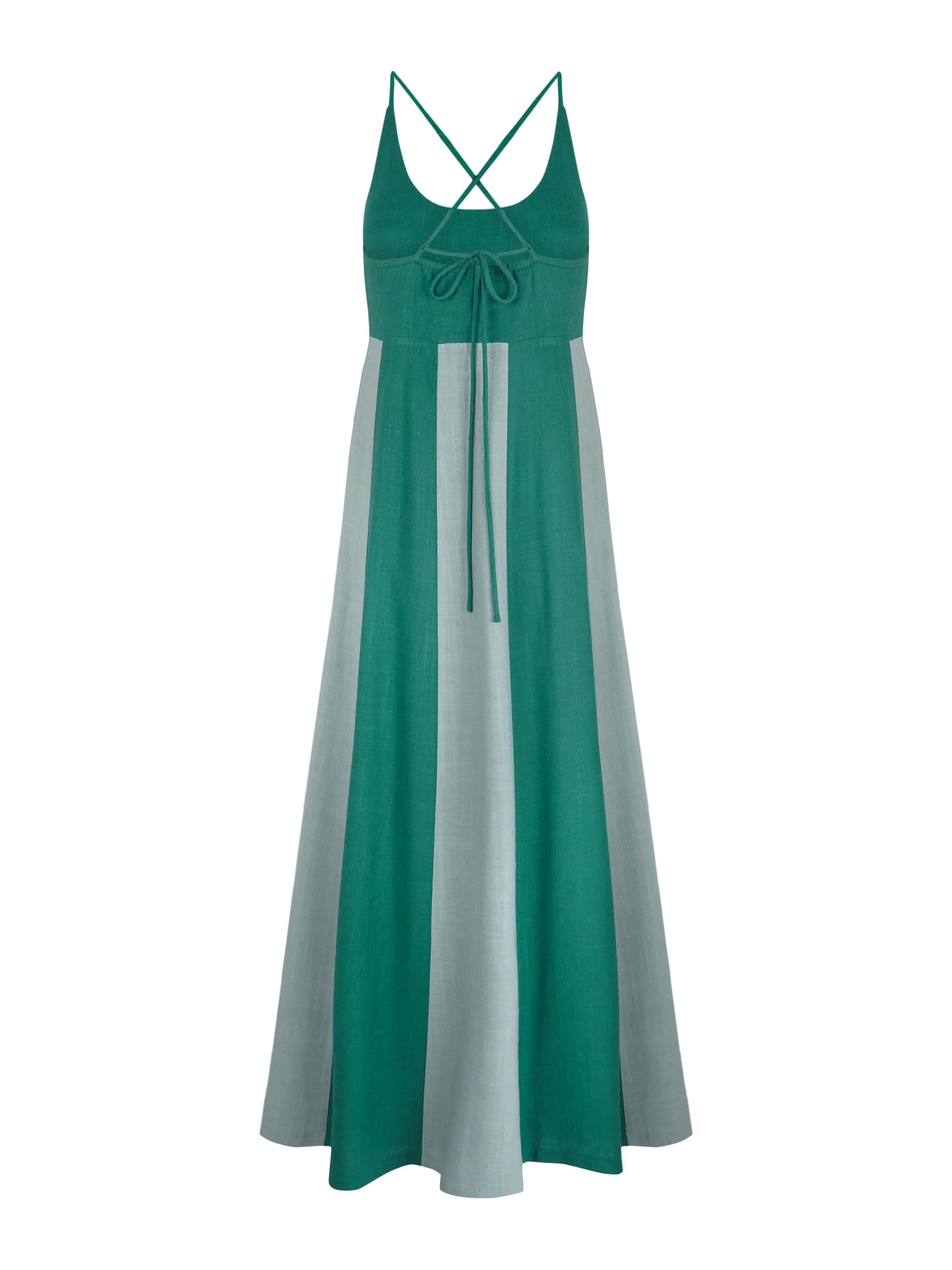 Two-Tone Spliced Maxi Dress