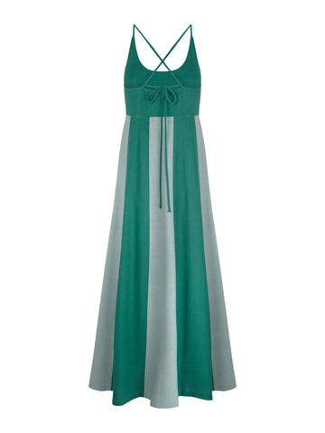 Two-Tone Spliced Maxi Dress