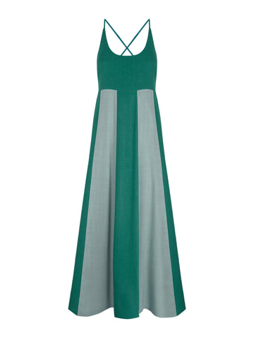 Two-Tone Spliced Maxi Dress