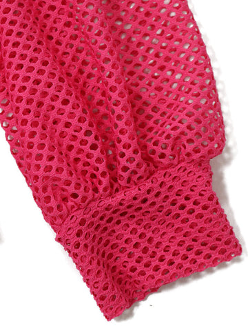 One Shoulder Net Ruffle Hem Tops