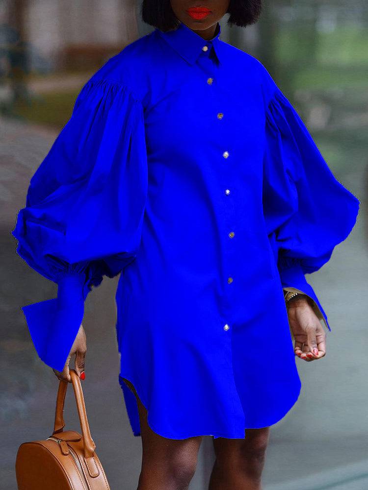 Puff Sleeve Mini Shirt Dresses