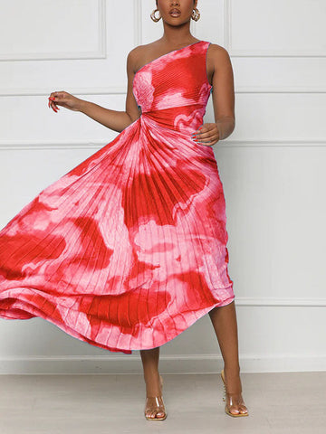 One Shoulder Pleated Dresses