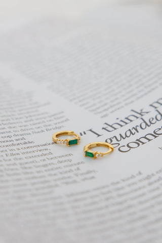 18K Gold Plated Eyes To The Soul Earrings Emerald