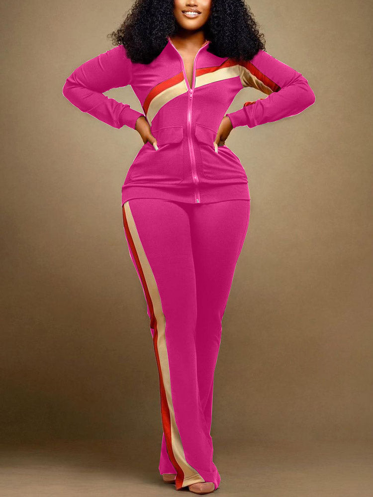 Casual Zip Jacket Pants Set