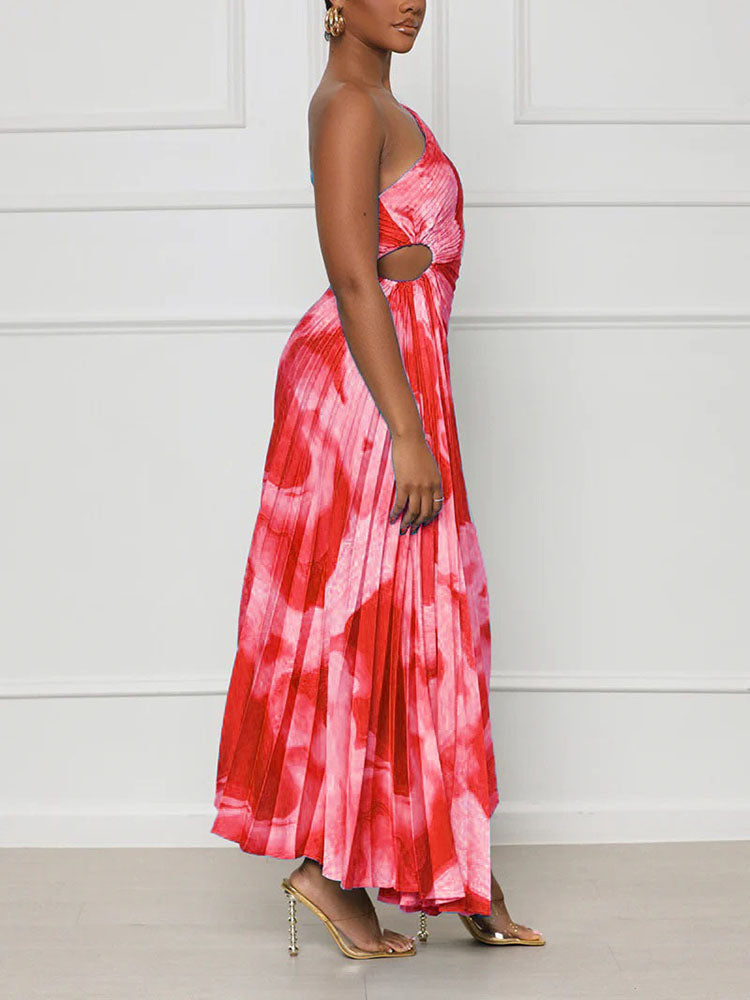 One Shoulder Pleated Dresses