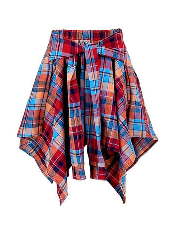Asymmetric Plaid Midi Skirts