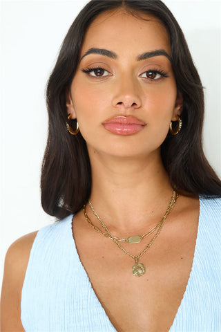 18k Gold Plated Double The Statement Necklaces Gold