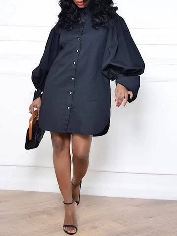 Puff Sleeve Mini Shirt Dresses