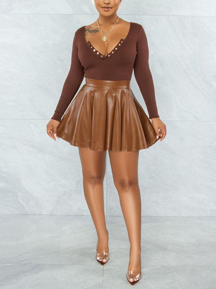 PU Leather Mini Skirts