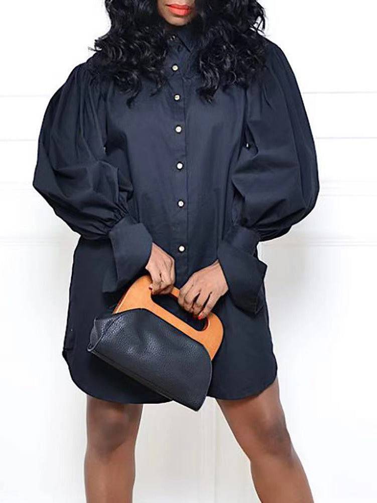 Puff Sleeve Mini Shirt Dresses