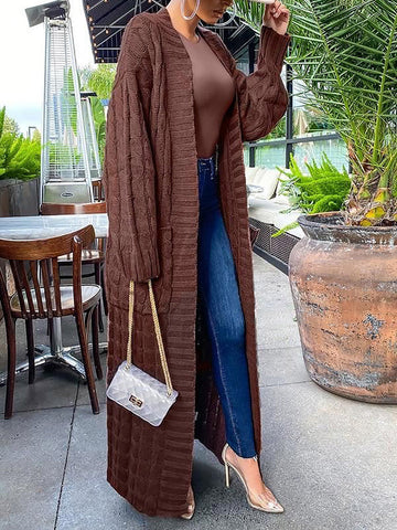 Knitted Solid Pocket Sweater Cardigans
