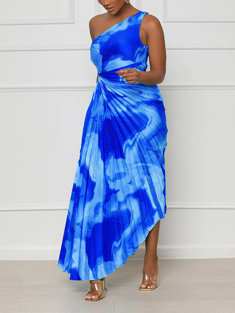 One Shoulder Pleated Dresses