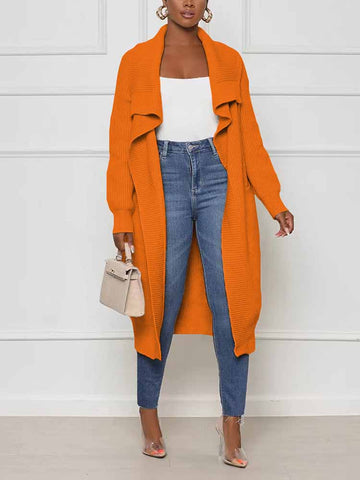 Knitted Solid Open Front Cardigans