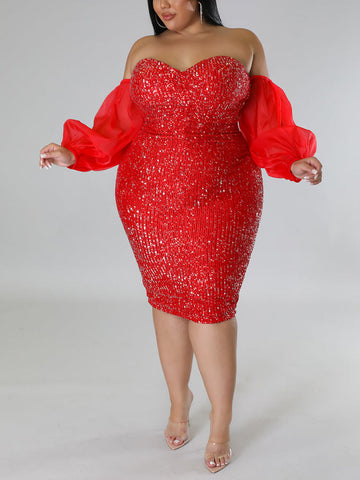 Sequin Tube Midi Holiday Dresses