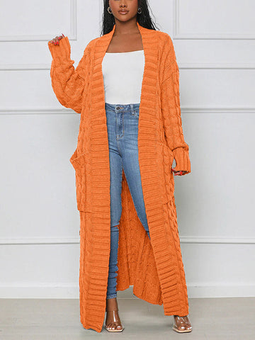 Knitted Solid Pocket Sweater Cardigans