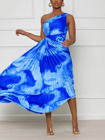 One Shoulder Pleated Dresses