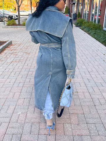 Double-Breasted Denim Trench Coats